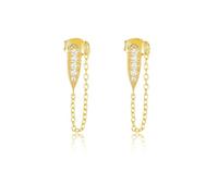 Ayoiow 18K Yellow Gold Earring Studs for Women with Def Diamond, Chain Drop Wedding Earrings for Women, in Yellow Gold