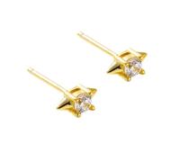 Ayoiow 18K Yellow Gold Real Gold Earrings for Women Studs with 3.2 mm White Moissanite, Arrowhead Setting Vacation Earrings for Women