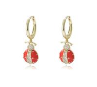 Ayoiow 18K Yellow Gold Small Earrings Gold for Women with Def Diamond, Ladybug Dangle Earrings for Women Formal