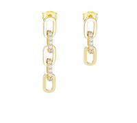 Ayoiow 18K Yellow Gold Small Gold Earrings Studs for Women with White Moissanite, Hollow Chain Vacation Earrings for Women