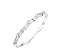 Ayoiow 2 Rows Ladies Platinum Bracelet for Womens with Moissanite, Bangles for Women, Pt950 | Size 16CM
