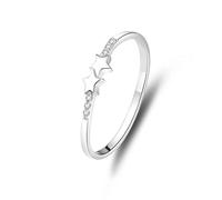 Ayoiow 2 Stars Promise Rings for Women Platinum with Diamond, Beautiful Rings for Her, Pt950 | Size J 1/2