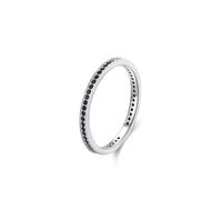 Ayoiow 20 Year Anniversary Ring for Womens, Onyx Black Eternity Band 15 Year Anniversary Rings for Her, 9K White Gold | Size J 1/2