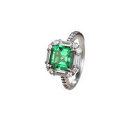 Ayoiow 20 Year Anniversary Rings for Women Luxury Square Lab Emerald 2.2ct with Moissanite, Anniversary Rings for Women Gold 9K Size M 1/2