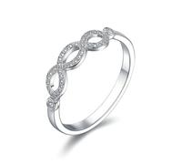 Ayoiow 25th Anniversary Rings for Wife, Moissanite Infinity 14K Gold Ring Minimalist for Her, 14K White Gold | Size 5.5 K 1/2