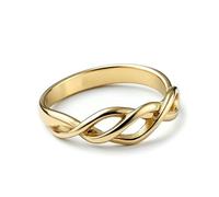 Ayoiow 25th Anniversary Rings for Wife, No Gemstone Infinity Twisted Plain 9K Gold Ring Minimalist for Her, 9K Yellow Gold | Size 8 P 1/2