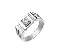 Ayoiow 25th Wedding Anniversary Ring Pt950 with 0.68ct Diamond, Ring Mens Jewelry Size Q 1/2