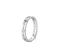 Ayoiow 25th Wedding Anniversary Rings for Womens, 0.07ct Diamond Hollow Statement Beautiful Rings for Her, Platinum | Size N 1/2