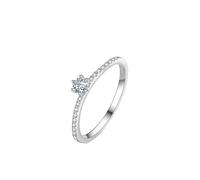 Ayoiow 25th Wedding Anniversary Rings for Womens, Moissanite Thin Beautiful Rings for Her, Platinum | Size V 1/2