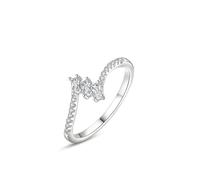 Ayoiow 25th Wedding Anniversary Rings for Womens, Moissanite Thin Simple Beautiful Rings for Her, Platinum | Size S 1/2