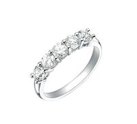 Ayoiow 30Th Anniversary Ring 18K White Gold with 5 Round Diamond 1ct, Beautiful Wedding Rings for Women Size R 1/2