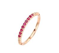 Ayoiow 30Th Wedding Anniversary Rings 14K Rose Gold Thin with Round Ruby, Friend Promise Rings for Women Size J 1/2