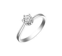 Ayoiow 30Th Wedding Anniversary Rings 9K White Gold with 0.5ct Round Diamond, 9K Anniversary Rings for Women Size M 1/2