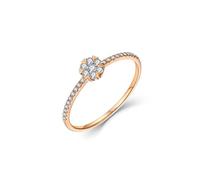 Ayoiow 40Th Anniversary Rings Simple Heart Snowflake with Round Diamond 0.2ct, Antique Ring Rose Gold for Women Size O 1/2