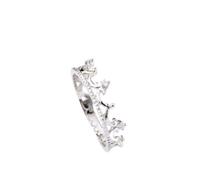 Ayoiow 45Th Anniversary Rings 18K White Gold with 0.03ct Diamond, Crown Beautiful Rings for Girlfriend Size H 1/2