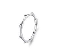 Ayoiow 50Th Wedding Anniversary Ring for Wife 925 Sterling Silver, Silver Simple Bamboo Plain Ring Promise Rings for Women Size N 1/2, Suitable for Anniversary