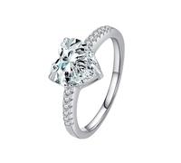 Ayoiow 925 925 Silver Rings Large Women with Cubic Zirconia, Heart Stackable Silver Knuckle Ring for Her Size J 1/2
