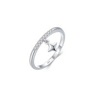 Ayoiow 925 Rings for Women Sterling Silver Cubic Zirconia, Silver With A Star Charm Dangle Wedding Band for Her Size N 1/2, Suitable for Birthday