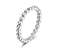 Ayoiow 925 Silver Beautiful Women Rings, Beaded Style Classical Simple Plain Stackable No Stone Silver 925 Wedding Ring for Women Size L 1/2