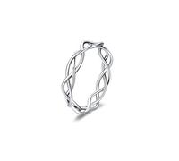 Ayoiow 925 Silver Engagement Band Women, Irregular Lines Curved Wave Twist Knot Stackable No Stone Ring 925 Sterling Silver for Her Size N 1/2