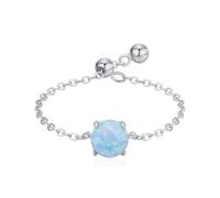 Ayoiow 925 Silver Engagement Rings for Women with opal, Adjustable Thin Chain with Opal 925 Rings for Women Sterling Silver, Suitable for Anniversary