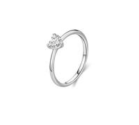 Ayoiow 925 Sterling Silver Finger Rings for Women with Cubic Zirconia, Heart Solitaire Stackable Silver Antique Style Engagement Rings for Her Size R 1/2