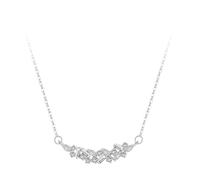Ayoiow 925 Sterling Silver Necklace for Women with Cubic Zirconic, Silver with Smile Pendant Necklace for Women, Suitable for Anniversary