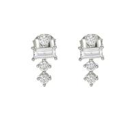 Ayoiow 950 Platinum Small Platinum Earrings Studs for Women White Moissanite, Vacation Earrings for Women, Rectangle and Round Moissanite in Silver