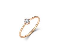 Ayoiow 9Ct Gold Ring Women Simple Solitaire 4 Claw Round Diamond 0.05ct, 9K Rose Gold Infinity Rings for Women Size L 1/2