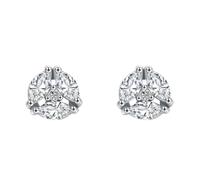 Ayoiow 9K/14K/18K White Gold/Platinum Earrings for Women Studs White Moissanite, Small Earrings Gold for Her, Minimalist Floral Cluster