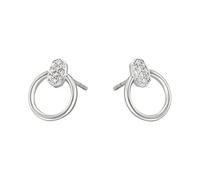 Ayoiow 9K/14K/18K Yellow Gold Elegant Earrings for Women with White Moissanite, Pave Oval Cluster Circle Drop Gold Earrings for Women Trendy Studs