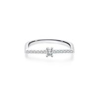 Ayoiow 9K Gold Anniversary Ring for Womens, Created Diamond U-Shaped Antique Promise Ring for Her, 9K White Gold | Size J 1/2