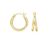 Ayoiow 9K Gold Hoop Earrings for Women Real Gold Double Circles, Earrings Stacks for Women