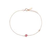 Ayoiow 9K Real Gold Bracelets for Women Round, Ruby 0.1ct; Diamond 0.01ct Big Sister Bracelet for Women 20+3CM
