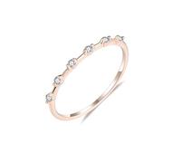 Ayoiow 9K Rose Gold Vintage Engagement Ring 9K Stacked Simple Thin with Round Diamond 0.07ct, Wedding Band for Women Eternity Ring Size N 1/2