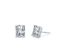 Ayoiow 9K White Gold Earrings Studs for Women 6x8 mm Moissanite, Wedding Earrings for Brides, Rectangle in White Gold