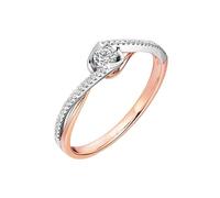 Ayoiow 9K White Gold Ring for Women 9K and Pt950 with 0.17ct Diamond, Valentine Rings for Women Size O 1/2