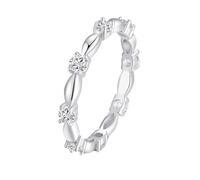 Ayoiow 9K White Gold Rings for Women, Created Diamond Knot Dainty Engagement and Wedding Rings for Her, 9K White Gold | Size U 1/2