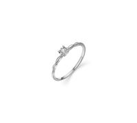 Ayoiow 9K White Gold Wedding Band Ring 9K Vine Design Solitaire Round Diamond 0.03ct, Ring Engagement White Gold for Her Size N 1/2