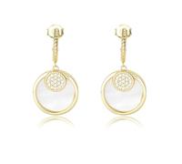 Ayoiow 9K Yellow Gold Earrings for Women Trendy with Def Diamond, and Shell, Minimalist Elegant 9K Yellow Gold Dangle Earrings for Women