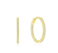 Ayoiow 9K Yellow Gold Earrings Hoops for Women White Created Diamond, Earrings Stackable for Her, Simple Eternity in Yellow Gold