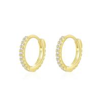 Ayoiow 9K Yellow Gold Earrings Hoops for Women White Created Diamond, Statement Earrings for Women, Simple Eternity in Yellow Gold
