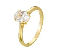 Ayoiow 9K Yellow Gold Ring Wedding for Her, 1.5ct Moissanite Oval Solitaire 20th Anniversary Rings for Her, 9K Yellow Gold | Size M 1/2