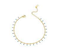 Ayoiow Ankle Bracelet for Women, Chain with Dripping Oil Womens Anklet in Blue Gold Beach Adjustable Size 20+5 cm, 1 Piece