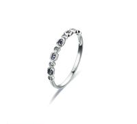 Ayoiow Anniversary Ring for Girlfriend Sapphire and Diamond, 9K White Gold Half Eternity Valentine Ring for Girlfriend, Size O 1/2