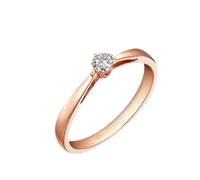 Ayoiow Anniversary Rings for Her 14K Rose Gold with 0.13ct Diamond, Wedding Band and Engagement Ring for Her Size H 1/2