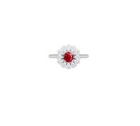 Ayoiow Antique Eternity Wedding Bands 18K White Gold Flower with 0.45ct Ruby and Diamond, Forever Ring Size U 1/2