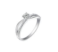Ayoiow Antique Ring White Gold 14K Infinity with 0.3ct Diamond, 25th Anniversary Rings for Women Size L 1/2