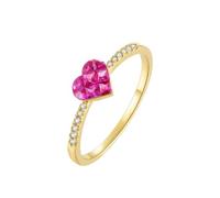 Ayoiow Antique Ring Yellow Gold 14K Elegant Heart with 0.4cttw Ruby and Diamond, Forever Love Rings for Women Size M 1/2