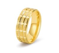 Ayoiow Antique Rings Gold, Mens Stainless Steel Rings Frosted Geometric 8mm| Size R 1/2